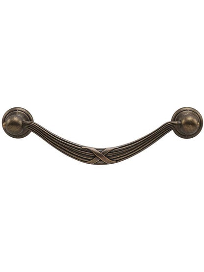 Delphi Ribbon and Reed Drop Pull - 5 inch Center-to-Center in German Bronze.